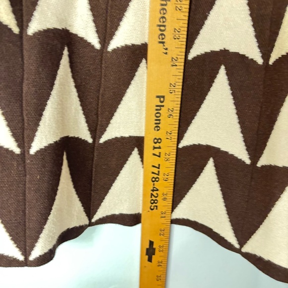 Knit Warm Geometric Print High Waist Pleated Skirt Winter Below Knee Sz Small - Picture 5 of 7